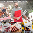 ROMANTICIST 25pcs Extra Thick BBQ Grill Accessories, Christmas Grilling Gifts Set for Men Dad, Heavy Duty Grill Tools Utensils Kit with Spatula, Tongs in Aluminum Case for Birthday Silver