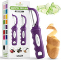 Spring Chef Professional Purple Swivel Potato Peelers for Kitchen, Stainless Steel Veggie Peeler with Soft Grip Handle, Dishwasher Safe, Grate for Peeling Apple, Fruit, Carrot, Cucumber, Purple