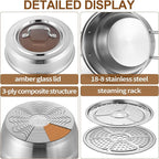 GOLDEN KEY 7.4 QT Steamer for Cooking, 2-Tier Multipurpose 18/8 Stainless Steel Steamer Pot with Lid for Vegetable, Seafood, Rice, Dumplings, Works with Gas Electric Induction Stove