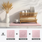 Ecotrim - Dish Drying Mat for Kitchen Counter | Coffee Bar Mat for Countertops | Heat Resistant Drainer Mat with Non-slip Rubber Backed | Hide Stain Kitchen Absorbent Draining Mat | Pink 16"x18"