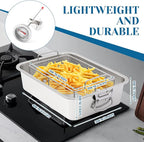 Teenyyou 10 Qt Stove Top Deep Fryer with Basket 304 Stainless Steel Deep Fryer Pan Chicken Frying Pot with Thermometer for Outdoor Kitchen Cooking French Fries Fish