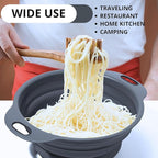 Black Silicone Collapsible Colanders - Kitchen Plastic Foldable Strainers for Pasta Small Camping Colander Bowl for Food