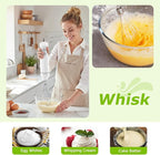 Bonsenkitchen Hand Blender, Immersion Blender with 2 Mixing Speed, 4-In-1 Stainless Steel Handheld Stick Mixer with Egg Whisk, Beaker & Chopper Bowl, for Baby Food, Soups, Smoothies, White