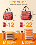 HOTOR Lunch Bag for Women & Men - Wear-Resistant Insulated Lunch Box with Large Capacity, Multi-Functional Cooler Bag for Office, Picnic, Checkered Brown, 10L,10.60" x 5.90" x 9.50"