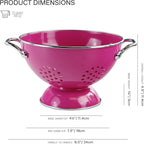 Reston Lloyd, 1.5 Quart Powder Coated Steel Kitchen Strainer Basket for draining Pasta, Vegetable and Fruit, Chrome Handles and Wide Stable Base, Magenta