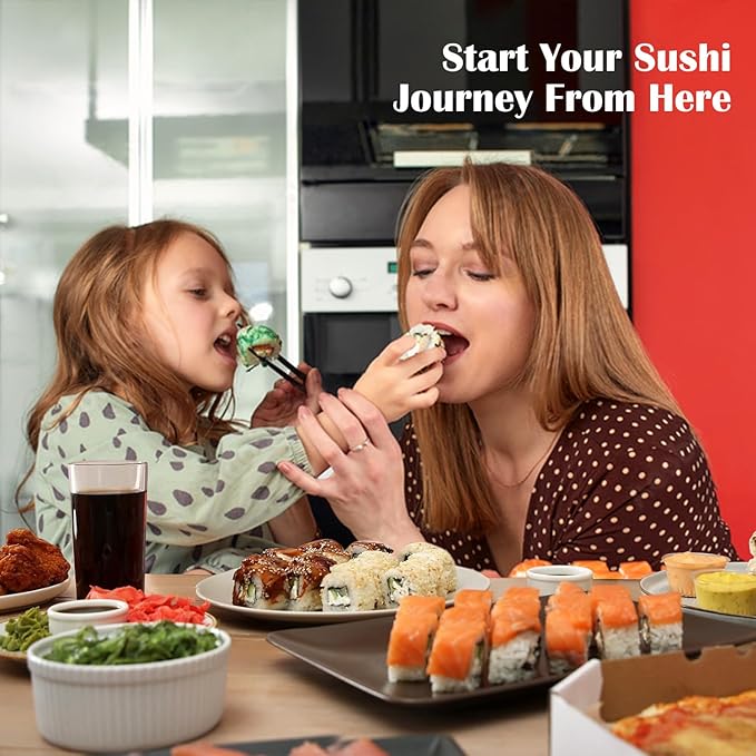 SmileTools Sushi Making Kit, Sushi Roller, Sushi Bazooka, Sushi Maker, Bamboo Sushi Rolling Mat for Beginners (Black)