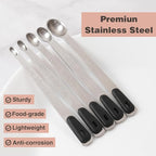 Mini Measuring Spoons Set, Tiny Stainless Steel Measure Teaspoons with Black Silicone Handle, Suitable for Small Amount of Dry or Liquid Ingredients and Spices (1/64, 1/32, 1/16, 1/8, 1/4 tsp)