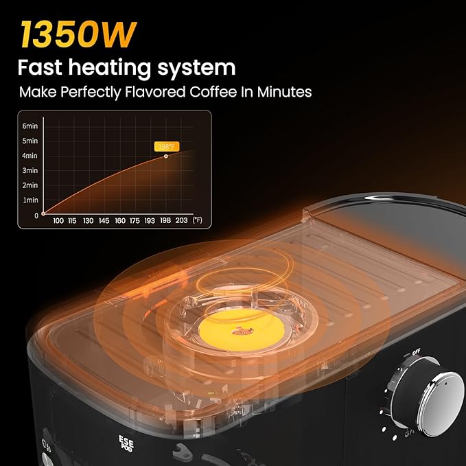 Espresso Machine 20 Bar Temperature Time LED Display Espresso Maker with Adjustable Extraction Temperature Stainless Steel Coffee Machine with Powerful Steam Wand for Cappuccino Latte for Black