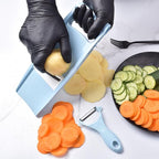 NACOLUS 5 in 1 Mandoline Slicer for Kitchen, Vegetable Slicer Multi Blade Potato Chip, Veggie shredder, Vegetable Cutter, Julienne Shredder and peeler For Small Job In Kitchen Blue
