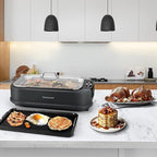 Indoor Grill, Techwood 1500W Smokeless Electric Grill with 2 in1 Nonstick Grill/Griddle Plates, Portable Korean BBQ Grill with 6-Level Control, Glass Lid, Dishwasher Safe, Double Plates, Gray