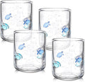 Vesici 4 Pcs Fish Icon Juice Glasses 14 oz Christian Drinking Glass Cups Hand Blown Fish Cocktail Wine Glassware Cup for Summer Party Supplies Holiday Gifts