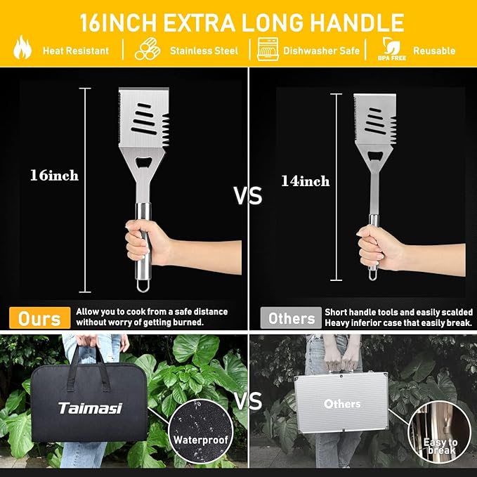 34 Pcs Grill Accessories Grilling Gifts for Men, 16 Inches Heavy Duty BBQ Accessories, Stainless Steel Grill Tools, BBQ Gifts Set