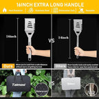 34 Pcs Grill Accessories Grilling Gifts for Men, 16 Inches Heavy Duty BBQ Accessories, Stainless Steel Grill Tools, BBQ Gifts Set