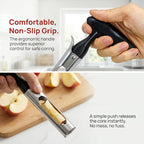 Apple Corer Tool, Stainless Steel Apple Corer Remover, Apple Core Remover, 2-in-1 Apple Corer and Slicer with Easy Push Core Release, Ergonomic Non-Slip Handle, Dishwasher Safe