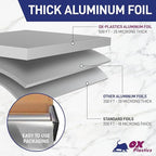 Ox Plastics Aluminum Foil Wrap | Heavy-Duty, Commercial Grade for Food Service Industry | Silver Foil for Cooking, Roasting, Baking, BBQ & Parties | 18"x 500 feet (2 Pack)