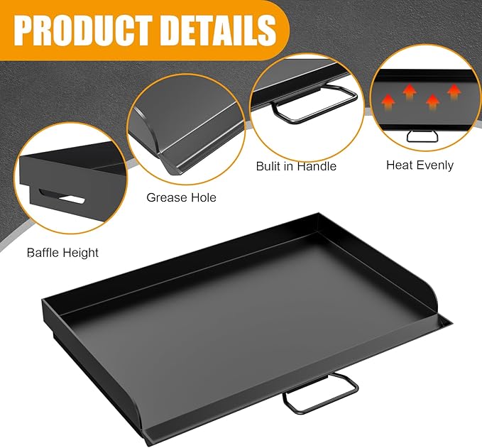 AJinTeby 16" x 24" Fry Griddle for Camp Chef 3 Burner Stove, 16 inch Fry Griddle Top for CampChef Tahoe, Expedition 3X, Big Gas Grill 16, Replacement for Camp Chef SG90 Griddles