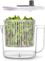 BINO | Salad Spinner - 2.6 Qt | Small Manual Lettuce Spinner with Built-in Draining System | Salad Spinner, Colander, and Water Pitcher in One | Fruit & Vegetable Basket Colander | Kitchen Gadgets