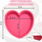 Heart Shaped Cake Pans 8 Inch – Set of 2 Nonstick Silicone Heart Cake Pan for Baking, Oven & Microwave Safe Molds – Durable, Easy-Clean Matte Surface - Grade Novelty Shaped Cake Pans (Pink)