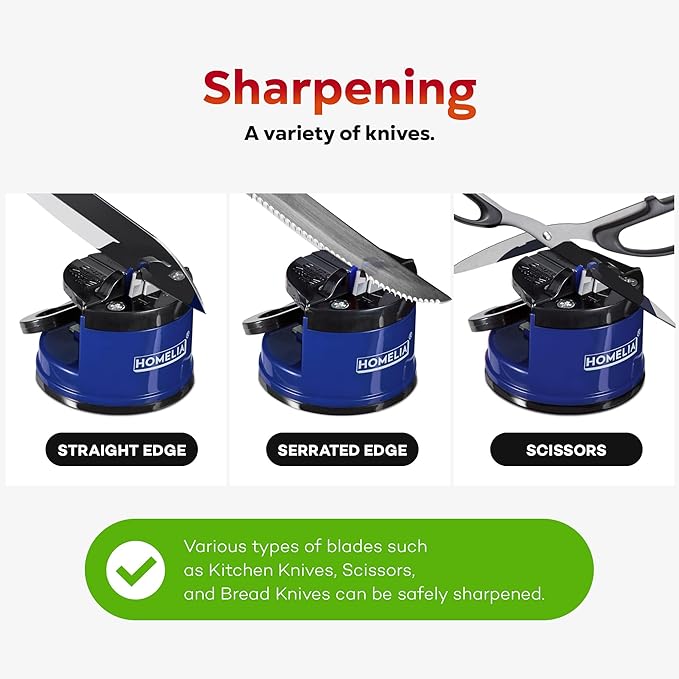 Knife Sharpeners for Kitchen Knives - Pocket Knife Sharpener Tool - Cuchillos para cocina - Kitchen Knife Sharpener with suction cup - Blade Sharpener - Small Knife Sharpening Kit