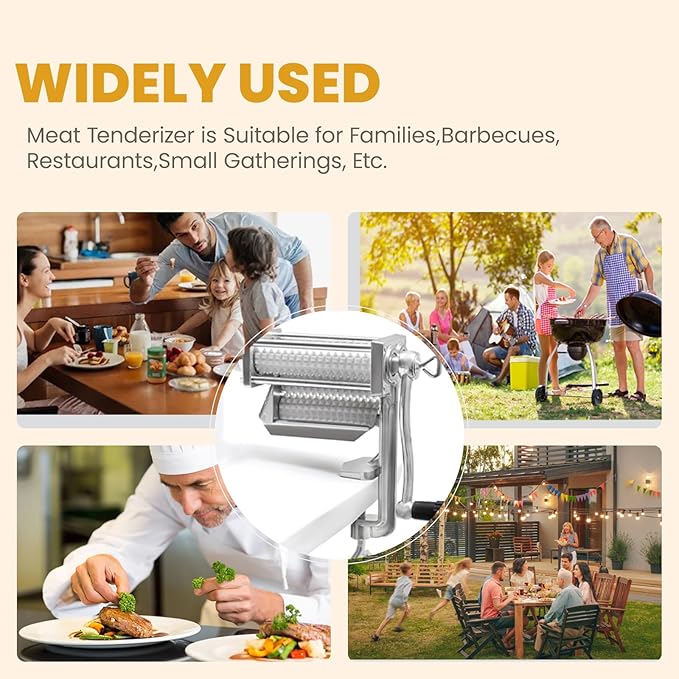 Heavy Duty Manual Meat Tenderizer Cuber Tool Steak Flatten Cuber Rolling Meat Poultry Tenderizer Machine Clamp on Meat Tenderizer Kitchen Tool