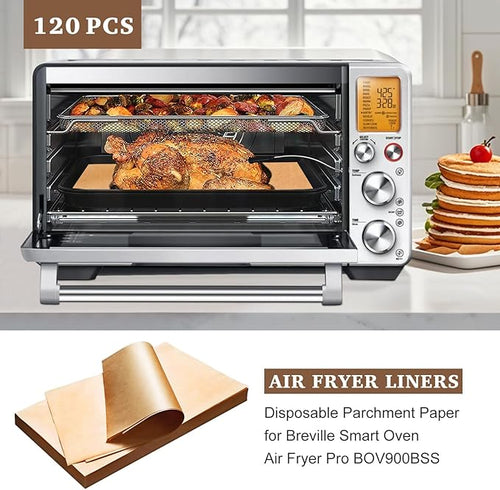 120 Pcs Air Fryer Parchment Paper Compatible with the Breville Smart Oven Air Fryer Pro BOV900BSS, 9''x13'' Disposable Airfryer Liner Paper for Cuisinart Airfryer Toaster Oven Combo Accessories