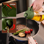 YARRAMATE 16oz/470ml Glass Olive Oil Sprayer for Cooking with Stickers, 2 in 1 Oil Dispenser for Kitchen Gadgets, Food Grade Premium Spray Bottle with Portion Control for Salad, BBQ (OliveGreen)