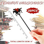 30 Pcs 6 Inch Derby Horse Racing Drink Stirrers with Red Rose, Plastic Racing Swizzle Sticks for Cocktails Reusable Horse Party Decorations for Derby Day Bar Home Party Favors