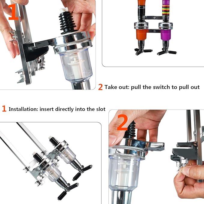 2 Bottle Wall Mounted Liquor Dispenser Bar Butler Bracket Solo Optic Spirit Wine Beer Alcohol Bottle Beverage Stand Revolving Nozzle Drinkware Set