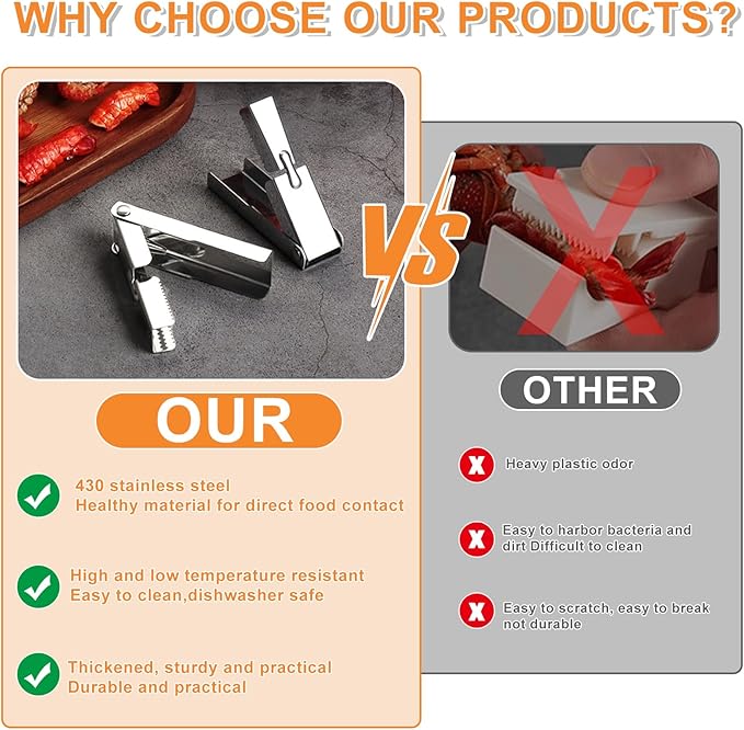 Crawfish Peeler Tool, Portable Stainless Steel Crawfish Tail Remover Tool, Crawfish Accessories for Easy Shelling, Fast Sheller Tool for Clean Hands, Best Kitchen Gadget for Seafood Lovers (1)