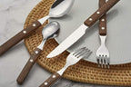 ANNOVA 20 Piece Silverware Set, Service for 4, Stainless Steel Retro/Rivet Walnut Wood Tableware Kitchen Flatware Set Utensils, Includes Dinner Knives, Forks, Spoons, Salad Forks & Dessert Spoons