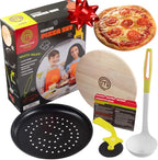MasterChef Junior Pizza Cooking Set - 5 Pc Kit Includes Real Cookware for Kids w Recipes, Board, Roller - Make Homemade Pizza, Birthday