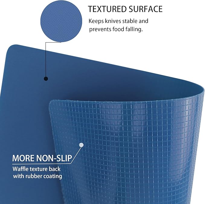 ZVP Flexible Plastic Cutting Board Set of 5 Gradient Color, Colorful Chopping Boards, BPA Free Mats, Non-Slip, Dishwasher Safe, 15x12 Inch, Blue Multi-Color