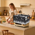 Piano Musical Notes Print Toaster Oven Dust-proof Cover, Heat-resistant Anti Fingerprint Microwave Oven Dust Cover, Kitchen Counter Accessory (Medium-16.1 * 19.71 * 10 inches)