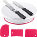 Kootek Cake Decorating Kit Baking Supplies Set Cake Turntable with 2 Frosting Straight Angled Spatula 3 Icing Smoother Scrapers Baking Accessories Tools for Beginners and Pros, Mother's Day, Pink