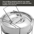 WUWEOT Stackable Steamer Insert Pans, 7.8 Inches Stainless Steel Pot-in-Pot Baking Pan, 2 Tier Pressure Cooker Accessories with Sling Handle and Silicone Gloves for Instant Pot