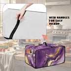 Marble Print Toaster Oven Cover, Dust-proof Heavy Duty Toaster Oven Cover for kitchen, Air Fryer with Accessory Pockets, Gold Violet, (Small-14.5*18.46*9 inches)