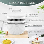 4-1 Colander with Bowl Set - Rotatable Colander for Kitchen(Patented) - Strainers and Colanders - Pasta Strainer with New Upgraded Graters for Fruit Veggie Fun Kitchen Presents - White