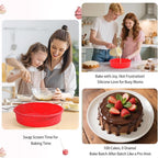 SJ 8 Inch Silicone Round Cake Pan with Metal Reinforced Frame Set of 2, Nonstick Silicone Cake Mold for Baking Suitable for Making Layers, Cheese & Chocolate Cakes for Christmas