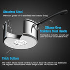 Cook N Home 1 & 2 Quart Stainless Steel Saucepan Sets with Lid, Induction Compatible Milk Pots, Stay-Cool Silicone Handle, Mirror Polished 18/10 Cookware, Dishwasher & Oven Safe, Silver