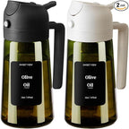 SWEET VIEW 2PCS Olive Oil Dispenser and Oil Sprayer – 16oz/470ml Glass Light-Proof Oil Pourer for Kitchen Air Fryer, Cooking, Salad, and BBQ, with Stickers