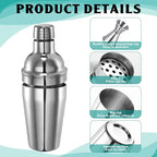 Umigy Cocktail Shaker Set Martini Shaker Bulk Stainless Steel Martini Mixer with Strainer and Double Measuring Jigger for Bar Party Home Use Wine Bar(18 Oz/ 550 ml,2 Packs)