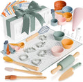 Wooden Baking Set for Kids - A Complete Set of Real Kitchen Utensils Gives Toddlers a Fun Cooking Experience - Durable Safe to Use Tools are Perfect for Gifting to Create Lasting Family Memories