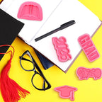 5 Pieces Silicone Graduation Mold Decorations 2026 Graduation Grad Cap Diploma Book Congrats Cupcake Toppers Silicone Baking Mold for Party Supplies