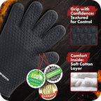 KITCHEN PERFECTION Silicone Smoker Oven Gloves -Extreme Heat Resistant BBQ Gloves -Handle Hot Food Right on Your Smoker Grill Fryer Pit|Waterproof Oven Mitts Grill Gloves |Superior Value Set+3 Bonuses