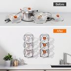 Durmmur 2 Pack Pot Lid Organizer Rack, 6-Tier Pot Lids Holder for Cabinet Door/Wall, No Drilling Adhesive Wall/Door Mounted Rustproof Pot and Pan Cover for Kitchen Storage, Classic Black