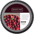 RICHSC-PAN Tart Pan 10 Inch Tart Pan Carbon Steel Round Non-Stick Pan Quiche Pan with Removable Chassis for Mousse Cakes, Kitchen Reusable Baking Tool with A Depth of 1.18 Inches.