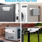 Magnetic Paper Towel Holder for Fridge, Toilet Paper Roll Holder Magnetic Paper Towel Rack Wall Mount Fridge Organizer for Papers Towels Roll Bathroom Toilet Garage RV Decor Kitchen Organization White