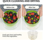 Salad Spinner, Fruit and Vegetable Washer, Spin and Dry Salad Greens, 3 QT Lettuce Spinner with Bowl and Mesh Basket