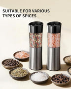 CIRCLE JOY Rechargeable Gravity Electric Salt and Pepper Grinder Set Automatic Stainless Steels Salt and Pepper Mills with LED Light, No Battery Needed, Adjustable Coarseness,for Home Kitchen BBQ