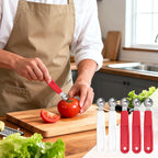 5 Pcs Tomato Corer Tool Strawberry Huller Stem Remover, Handle with hole, Stainless Steel, Fruit Corer Tool for Tomato Strawberry (Red+White)